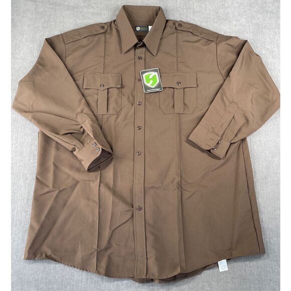 Horace Small Uniform Shirt Mens 3XL Brown Long Sleeve Tactical Workwear Pockets - Picture 1 of 8